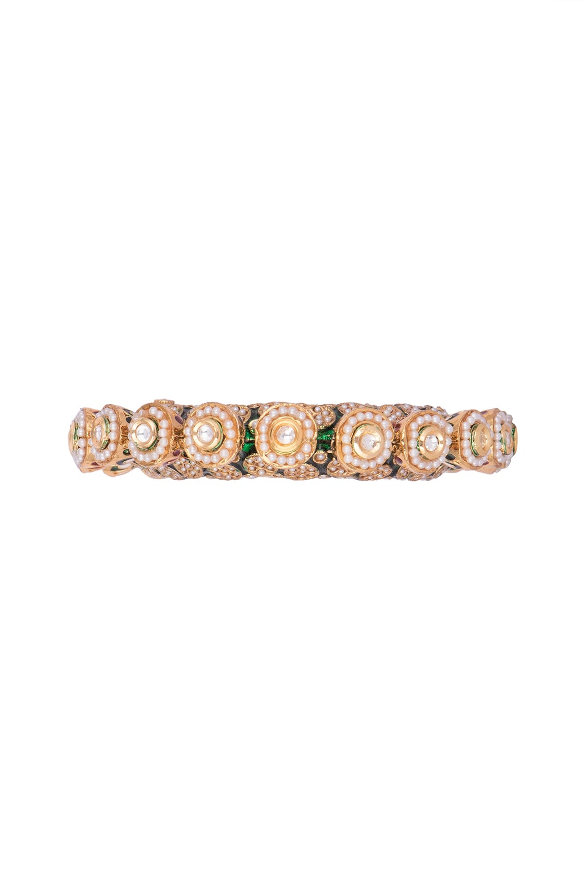 Gold Plated Meenakari Pearl Bangle