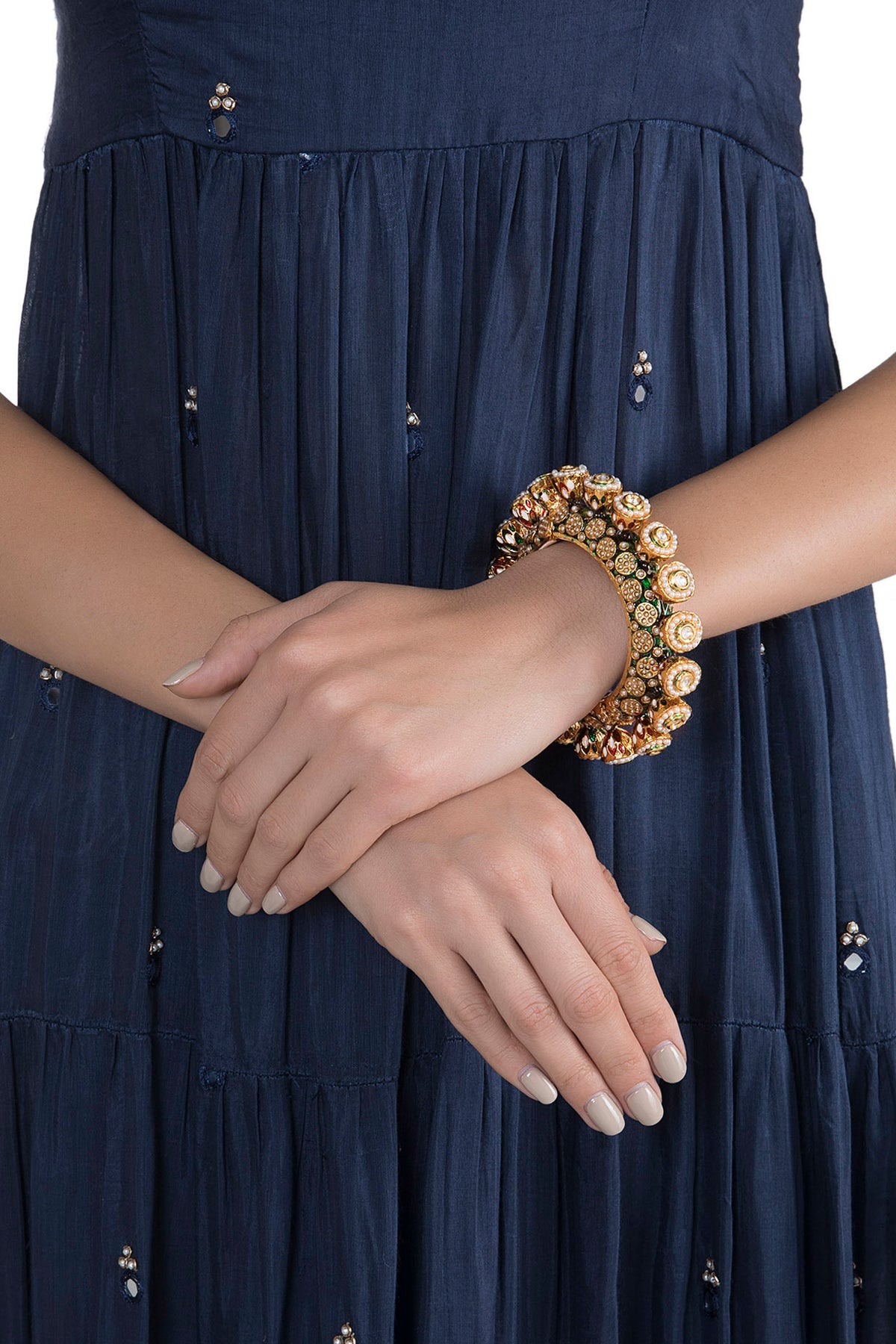 Gold Plated Meenakari Pearl Bangle
