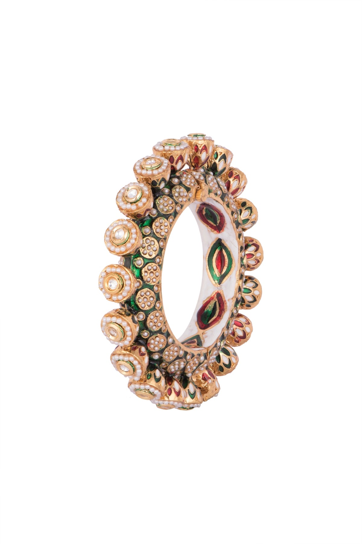 Gold Plated Meenakari Pearl Bangle