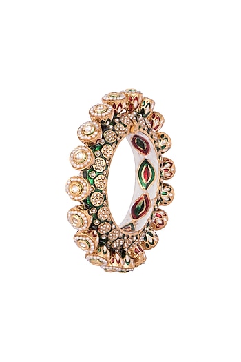 Gold Plated Meenakari Pearl Bangle