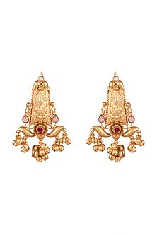 Gold Plated Dangler Earrings With Ghungroos