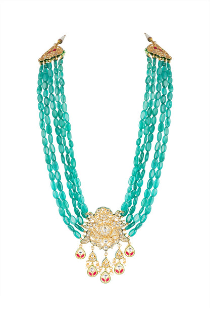 Gold Plated Meenakari Peacock Pendant Necklace