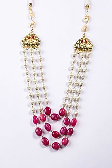 Gold Plated Kundan Polki & Ruby Long Necklace