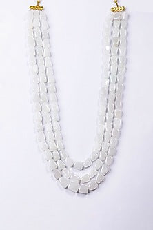 Gold Finish Citrine Onyx & Beaded Long Necklace