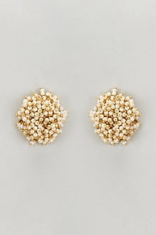 Gold Plated Basra Pearl Stud Earrings