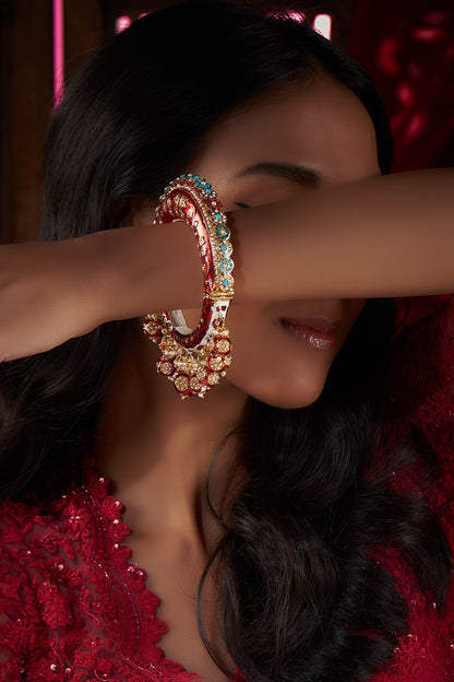 Gold Plated Multi-Colored Beaded Meenakari Bangle