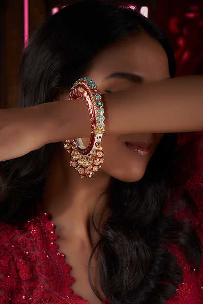 Gold Plated Multi-Colored Beaded Meenakari Bangle