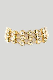 Gold Finish Kundan Polki Choker Necklace