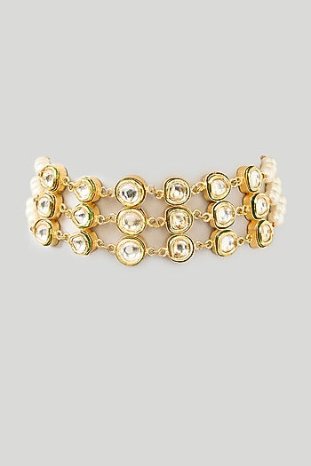 Gold Finish Kundan Polki Choker Necklace