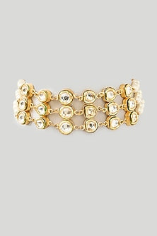Gold Finish Kundan Polki Choker Necklace