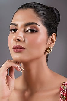 Gold Plated Kundan Polki Stud Earrings