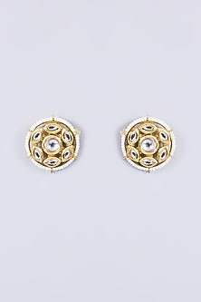 Gold Plated Kundan Polki Stud Earrings