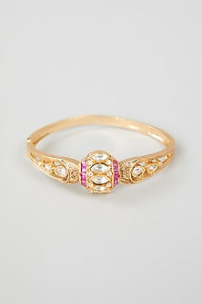 Gold Plated Kundan Polki Bracelet