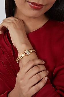 Gold Plated Kundan Polki Bracelet