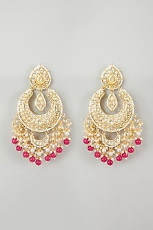 Gold Plated Kundan Polki Chandbali Earrings