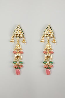 Gold Plated Beads & Emerald Necklace Set