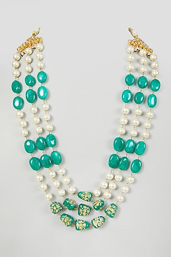 Gold Plated Head Painted Beads Necklace