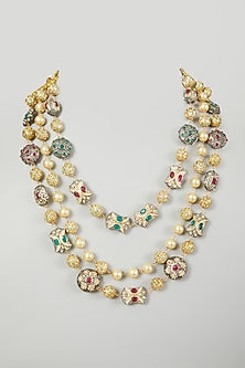 Two Tone Finish Beaded Necklace Set