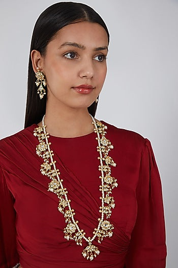 Gold Plated Pearl Necklace Set