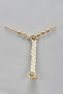 Gold Plated Kundan Polki & Pearl Hathphool