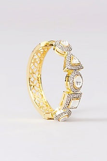 Two Tone Plated Kundan Polki Hoop Earrings