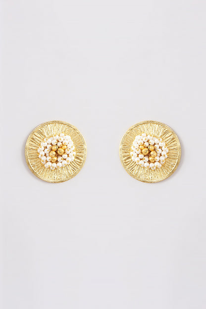 Gold Plated Pearl Stud Earrings