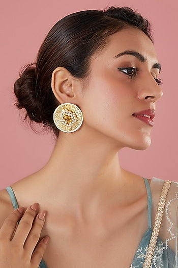 Gold Plated Pearl Stud Earrings