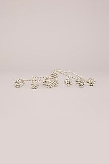 White Rhodium Finish Cluster Beaded Openable Bangles (Set Of 2)