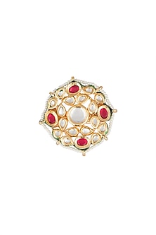 Gold Plated Kundan & Ruby Stones Ring