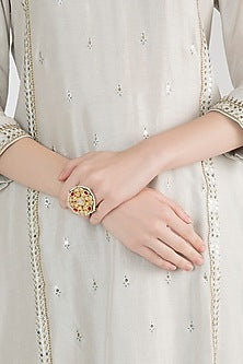 Gold Plated Kundan & Ruby Stones Ring