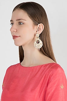Gold Finish Kundan & Pearl Earrings