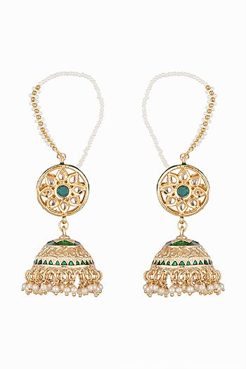 Gold Plated Meenakari Jhumka Earrings