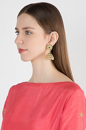 Gold Plated Meenakari Jhumka Earrings