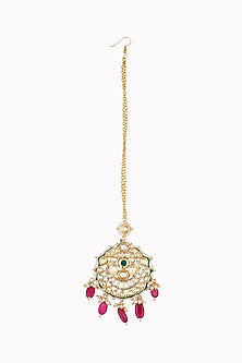 Gold Plated Kundan & Pearls Maang Tikka