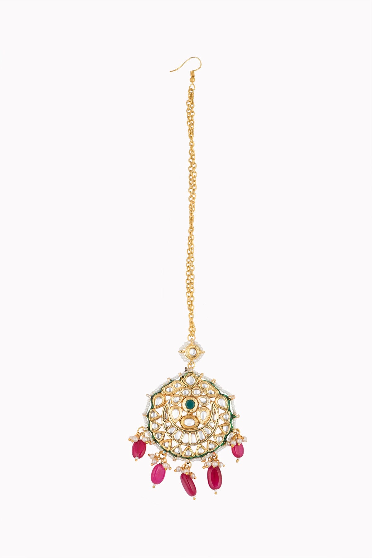 Gold Plated Kundan & Pearls Maang Tikka