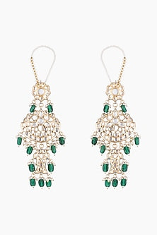 Gold Plated Emerald Chandbali Earrings