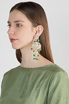 Gold Plated Emerald Chandbali Earrings