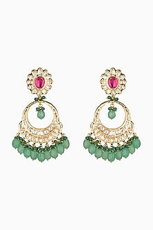 Gold Plated Ruby & Emerald Earrings