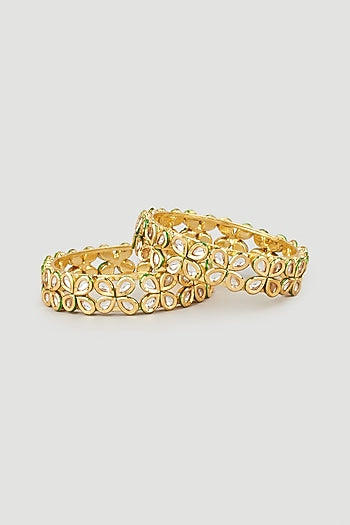 Gold Plated Kundan Polki Bangles (Set of 2)