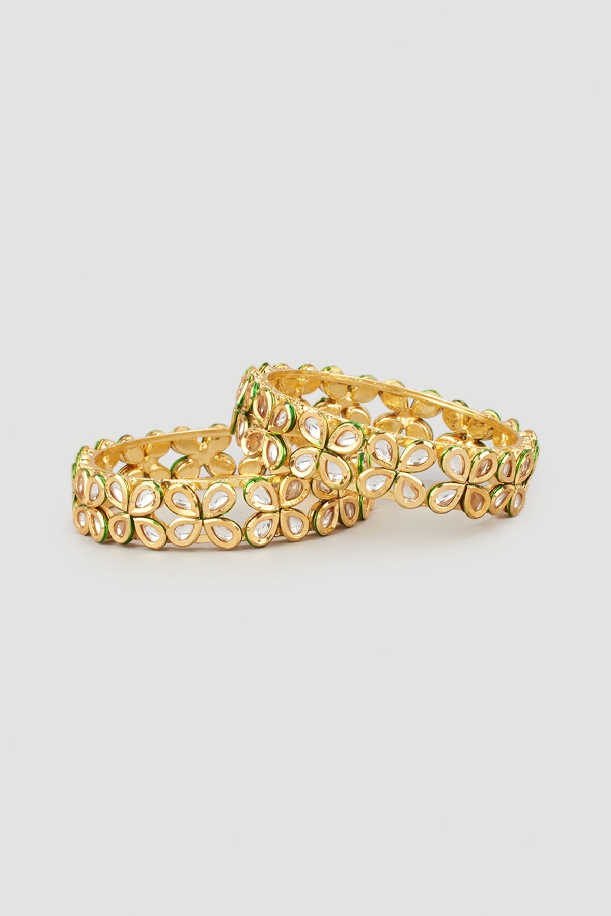 Gold Plated Kundan Polki Bangles (Set of 2)