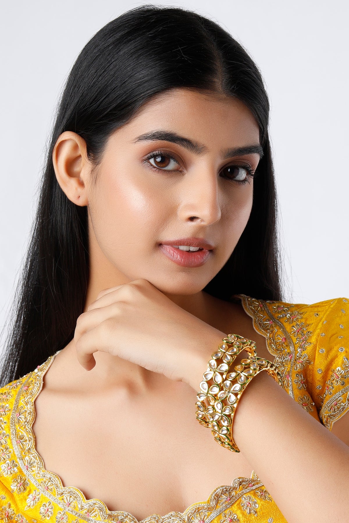 Gold Plated Kundan Polki Bangles (Set of 2)