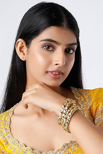 Gold Plated Kundan Polki Bangles (Set of 2)