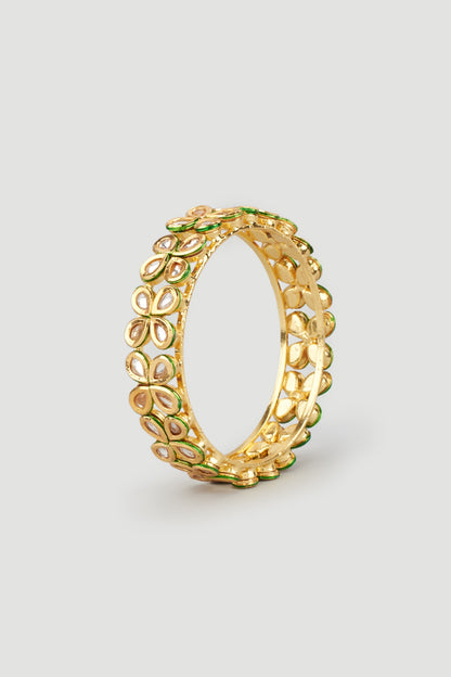 Gold Plated Kundan Polki Bangles (Set of 2)