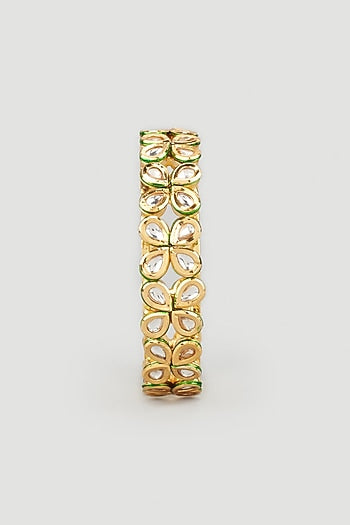 Gold Plated Kundan Polki Bangles (Set of 2)
