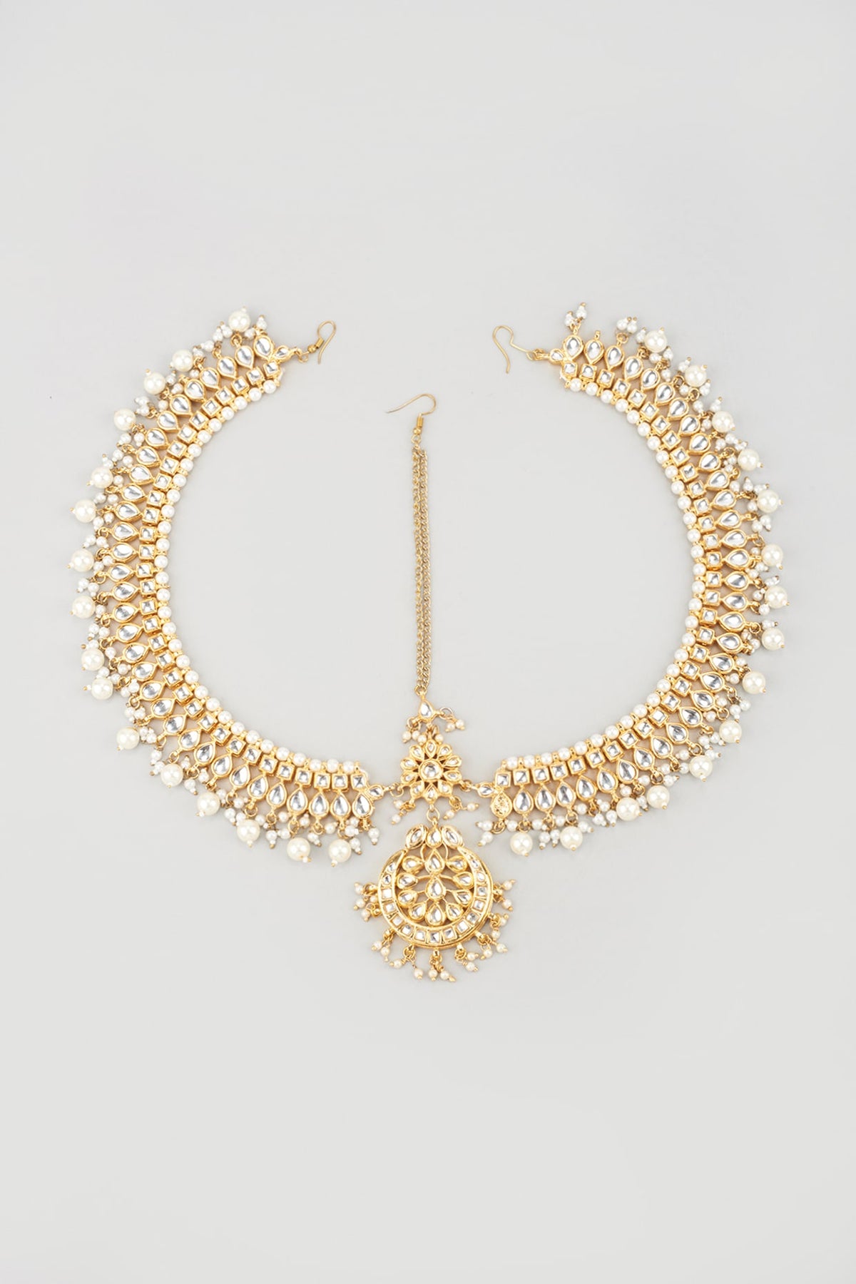 Gold Plated Kundan Polki Chand Matha Patti