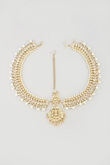 Gold Plated Kundan Polki Chand Matha Patti
