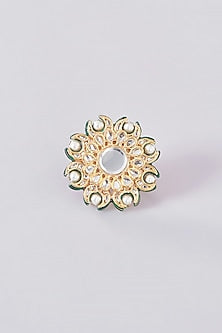 Gold Plated Kundan Polki Meenakari Ring