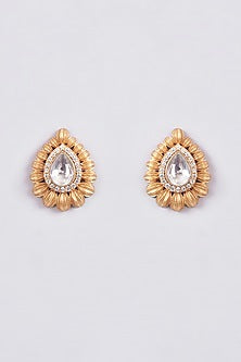 Gold Plated Kundan Polki Stud Earrings