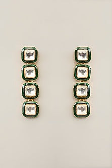 Gold Plated Uncut Kundan Polki Green Meenakari Necklace Set