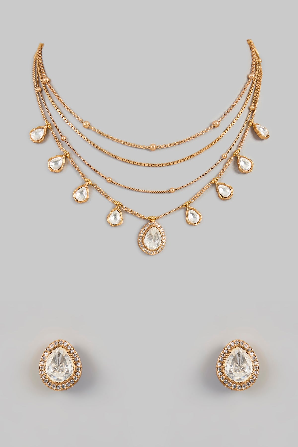 Gold Plated Kundan Polki Necklace Set
